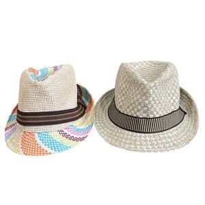 Straw Fedora bundle of 2 natural fibers Hats Sun Hats Panama Style Beach Hats